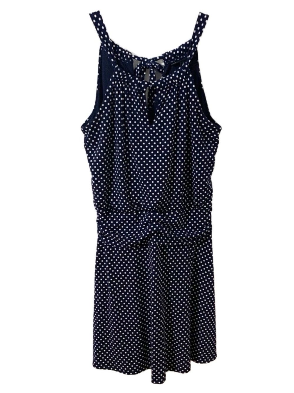 Valarie Bertinelli Polka Dot Sleeveless Dress Keyhole Detail Self-Tie Size 8